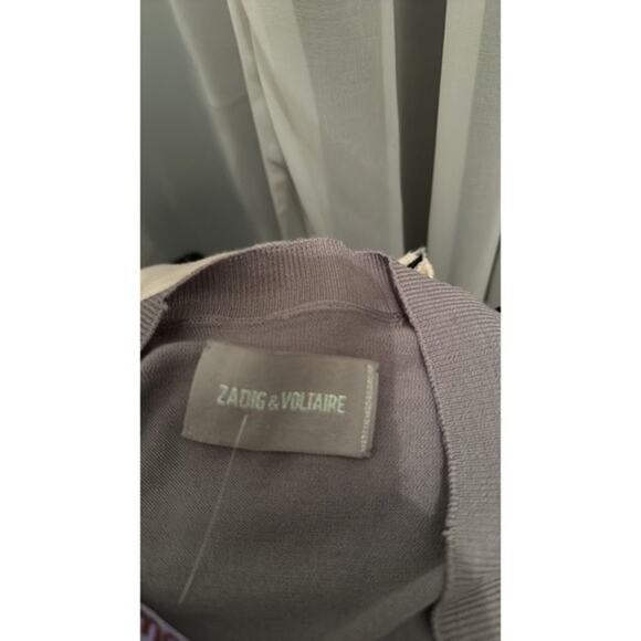 Zadig & Voltaire Happy Army Studded Elbow V Neck Sweater - Picture 5 of 6